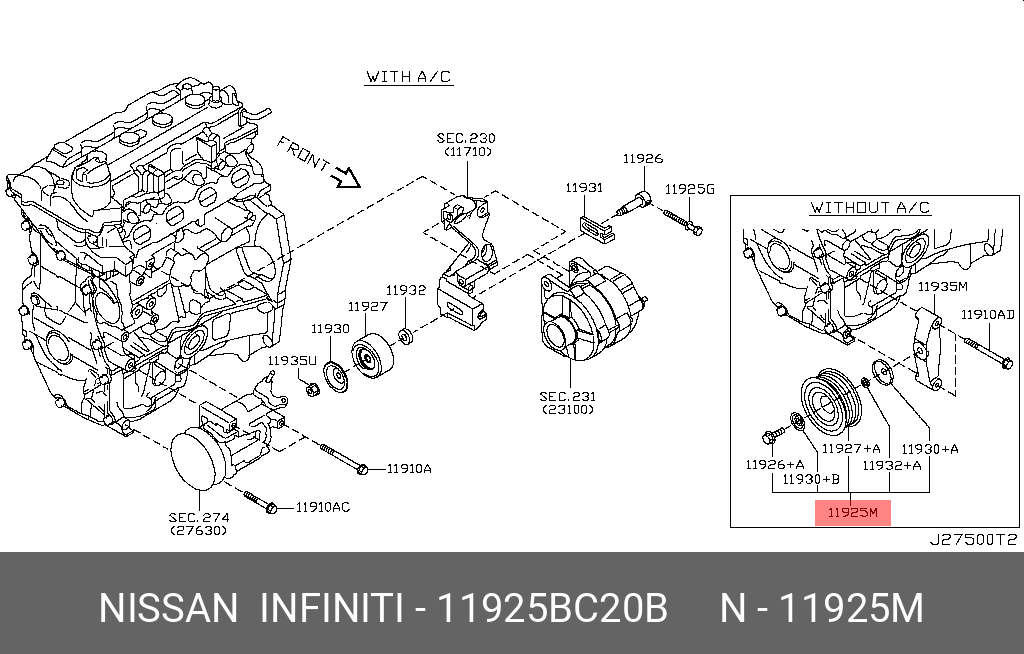 РОЛИК НАТЯЖИТЕЛЯ ПРИВОДНОГО РЕМНЯ NISSAN 11925BC20B