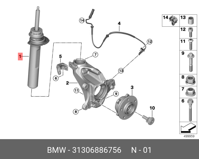 Амортизационная стойка П Пд BMW 31306886756