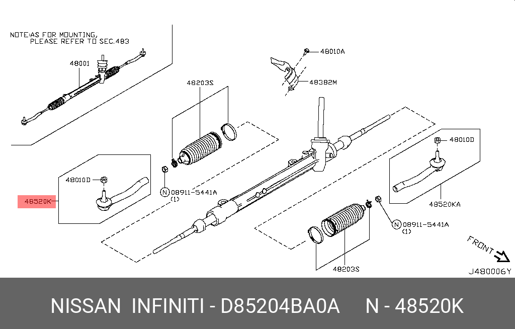 ТЯГА РУЛЕВАЯ NISSAN D85204BA0A