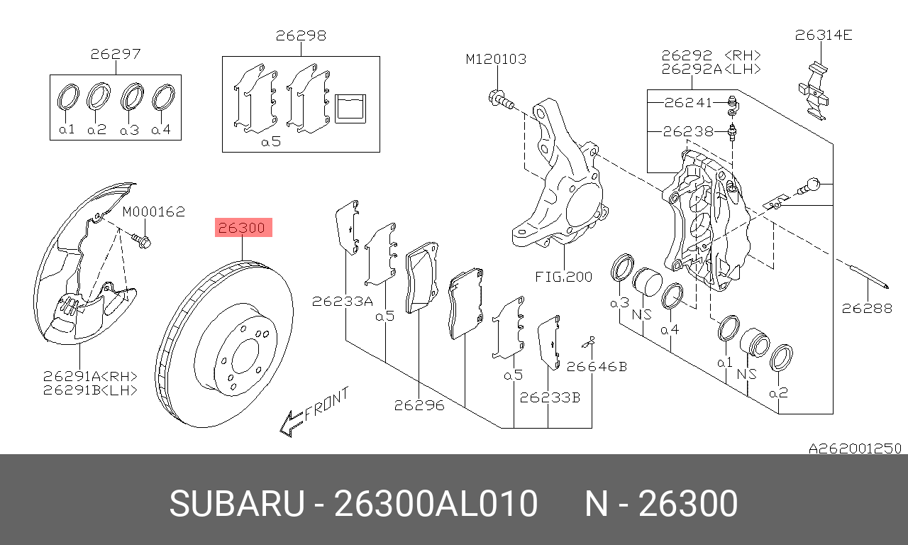 Диск тормозной передний SUBARU 26300AL010