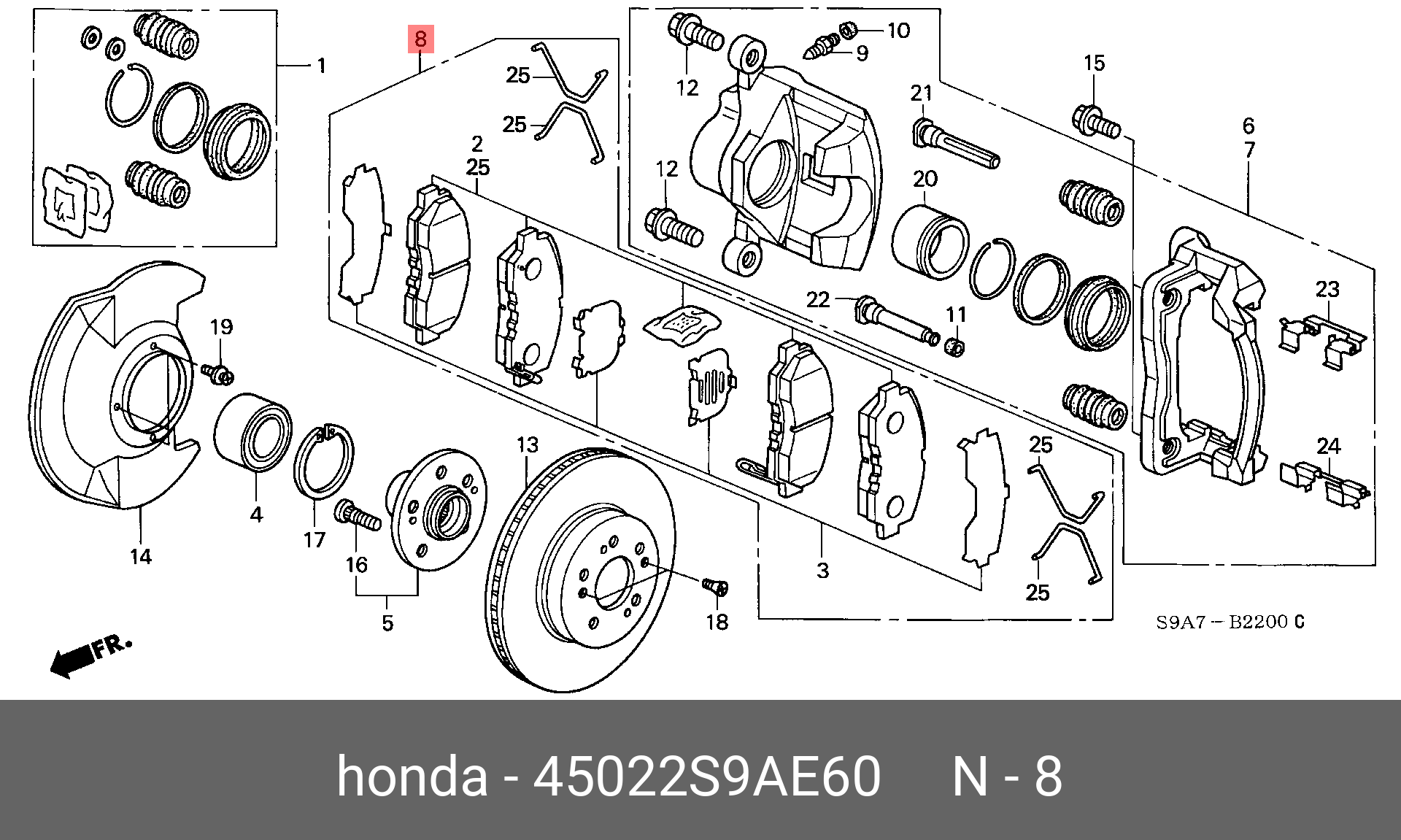 Колодки торм передк-т HONDA 45022S9AE60