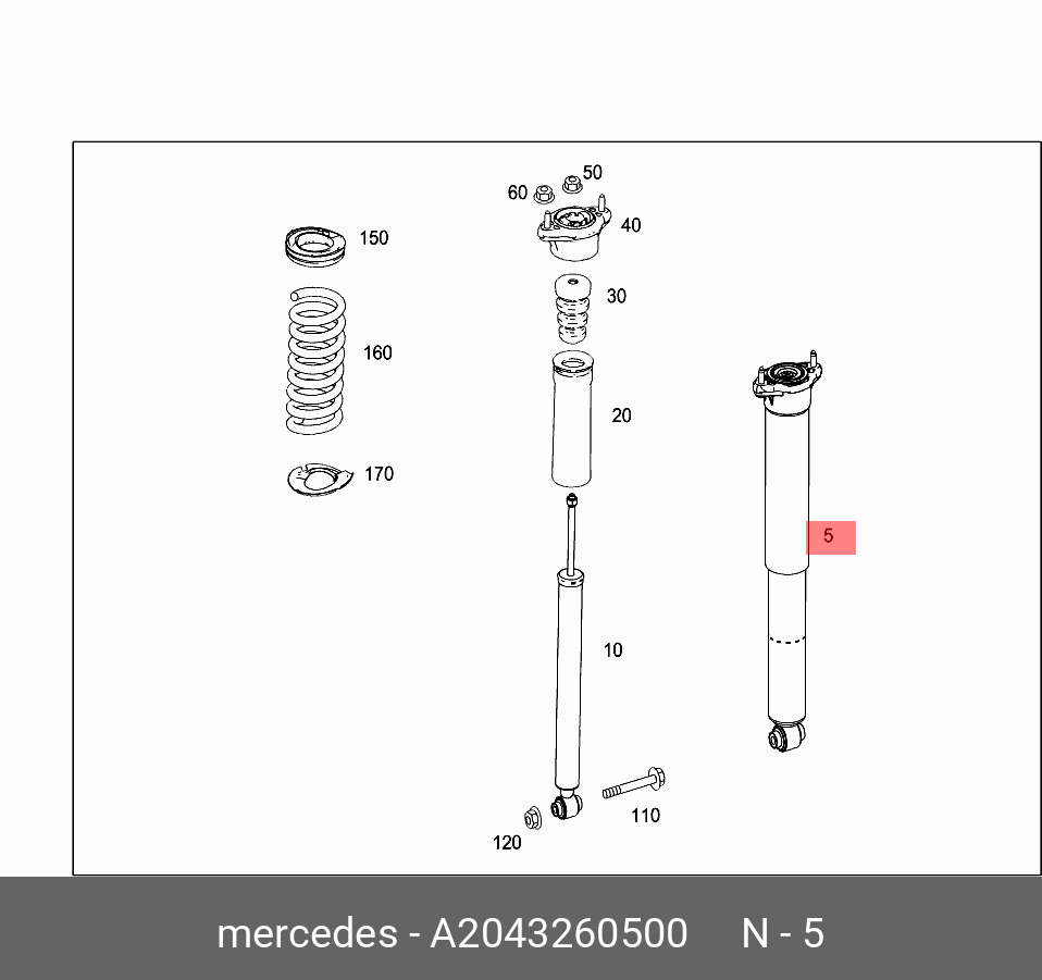 Амортизатор | зад | MERCEDES A2043260500