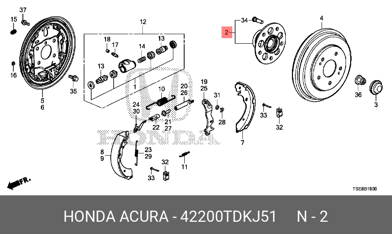 Ступица колеса / Подшипник ступицы колеса ЗАД HONDA 42200TDKJ51