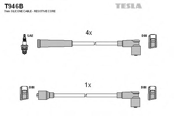 Комплект высоковольтных проводов TESLA T946B