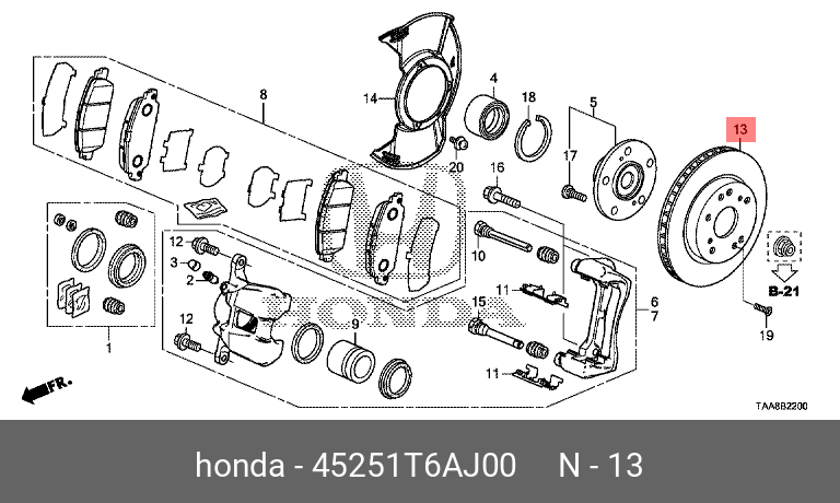 Диск тормозной передний HONDA 45251T6AJ00