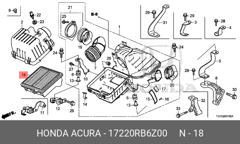 Фильтр воздушный HONDA 17220RB6Z00