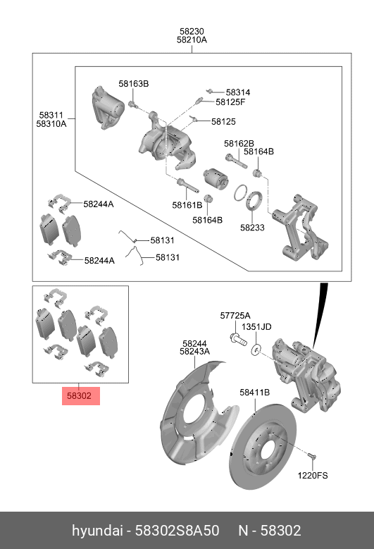 КОМПЛЕКТ ТОРМОЗНЫХ КОЛОДОК C НАКЛАДКАМИ (4ШТ) HYUNDAI-KIA 58302S8A50