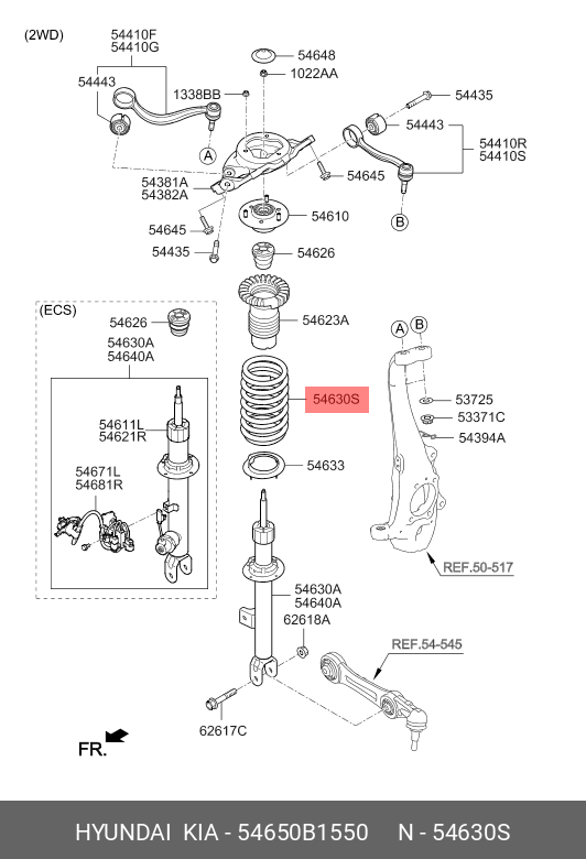 ПРУЖИНА ПОДВЕСКИ HYUNDAI-KIA 54650B1550