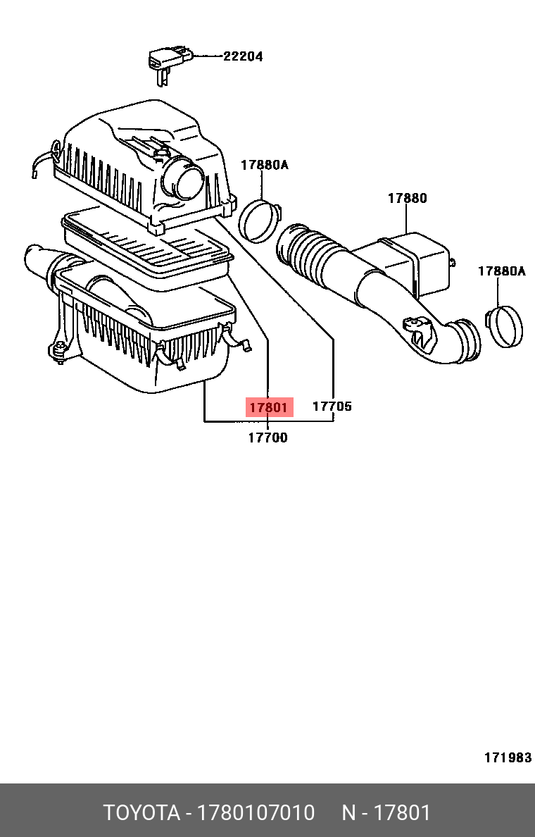 Фильтр воздушный TOYOTA 1780107010