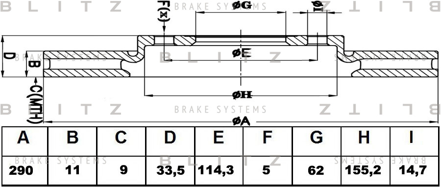 Диск тормозной задний BLITZ BS0424