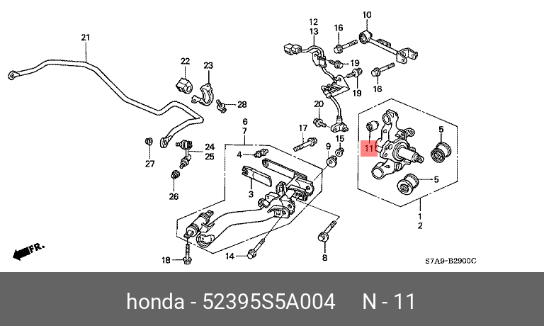 сайлентблок 42*12*47 RD67 K24A подхв 52390-S9A-981 52400-S9A-981 HONDA 52395S5A004