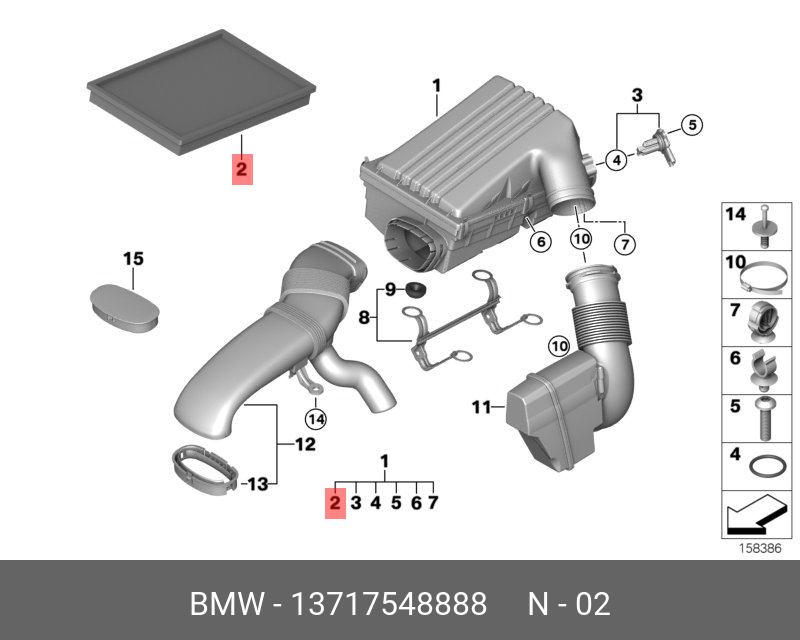 ФИЛЬТР ВОЗДУШНЫЙ E70 30SI BMW 13717548888