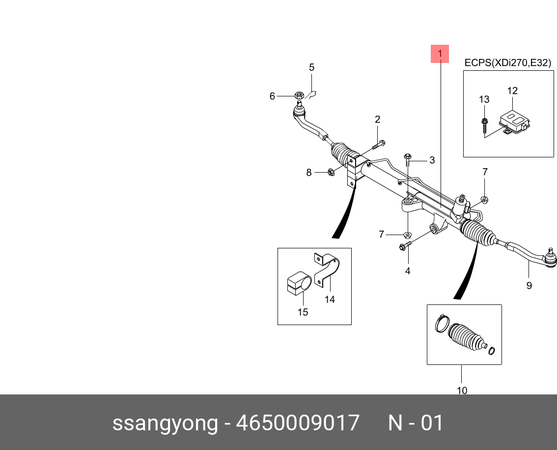 РУЛЕВАЯ РЕЙКА -062007 +SSPS REX/ACT SSANGYONG 4650009017