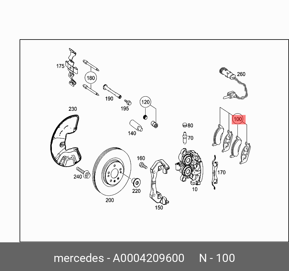 Колодки тормозные дисковые передние  Benz ML-class / GLE (w166) MERCEDES A0004209600