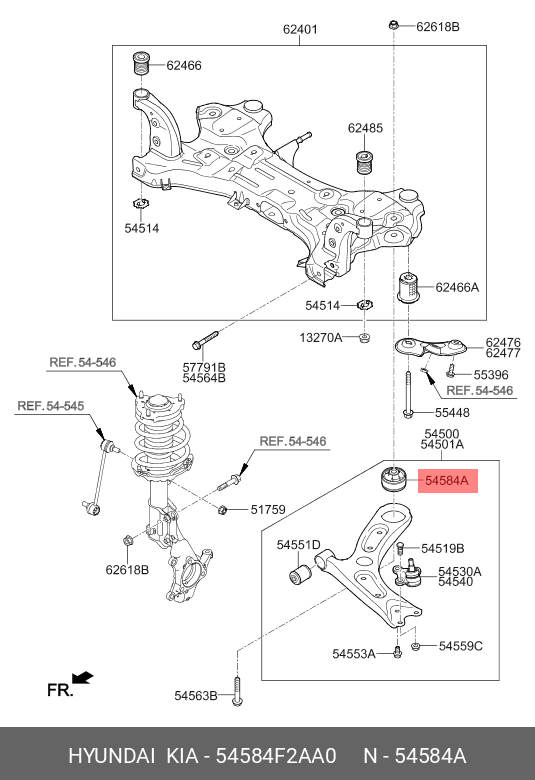 Сайлентблок рычага подвески | перед прав | HYUNDAI-KIA 54584F2AA0