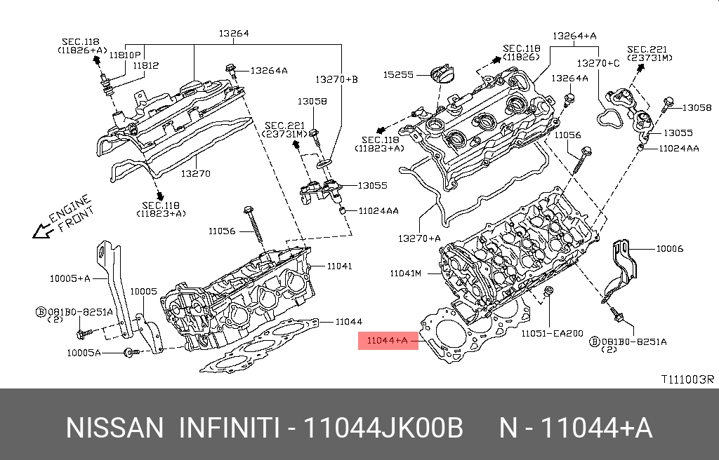 Уплотнительная накладка головки цилиндра NISSAN 11044JK00B