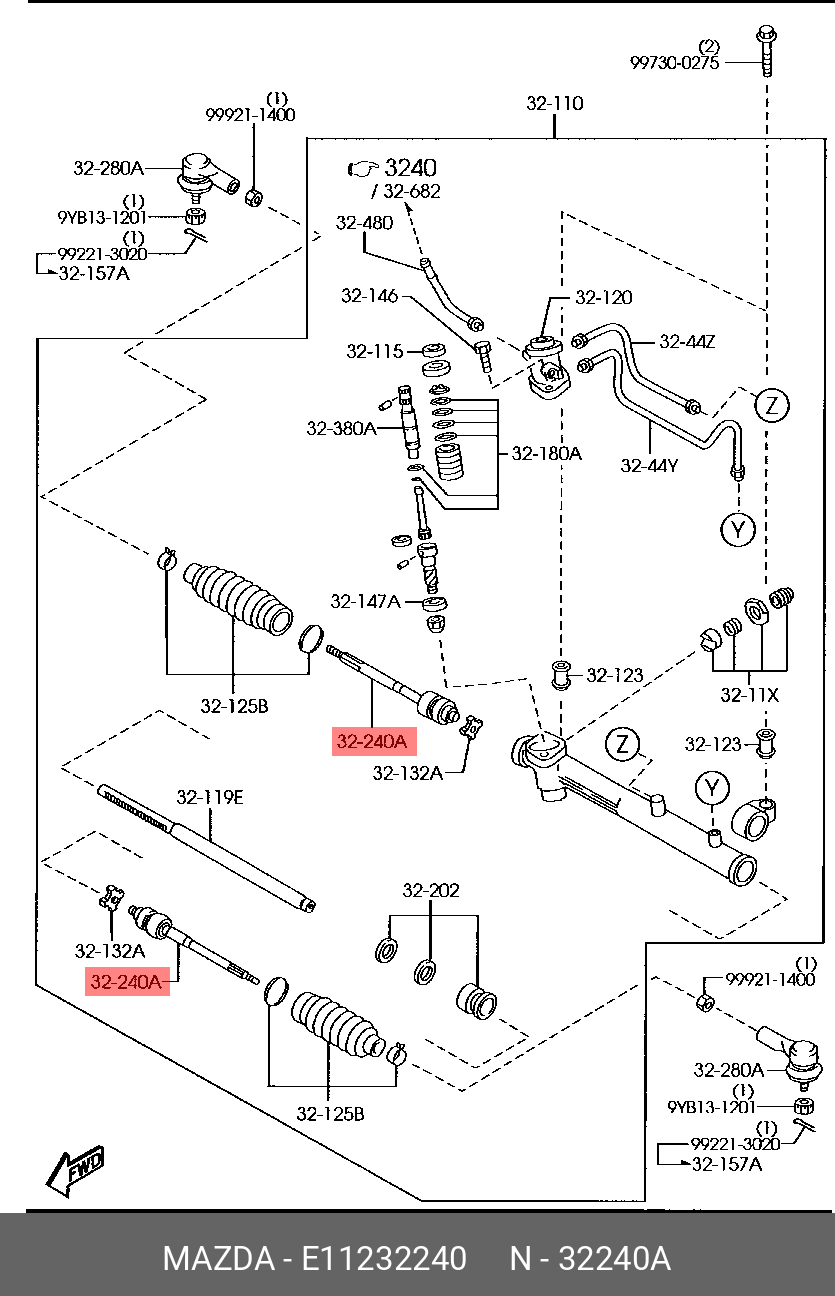 Рулевая тяга MAZDA E11232240