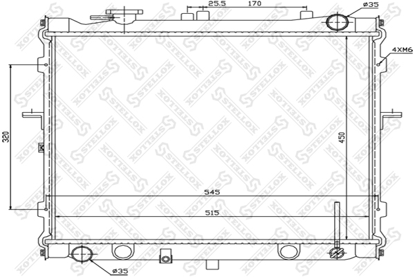 10-25170-Sx_ радиатор Системы Охлаждения Мкпп Kia Sportage 20 16V 97 STELLOX 1025170SX