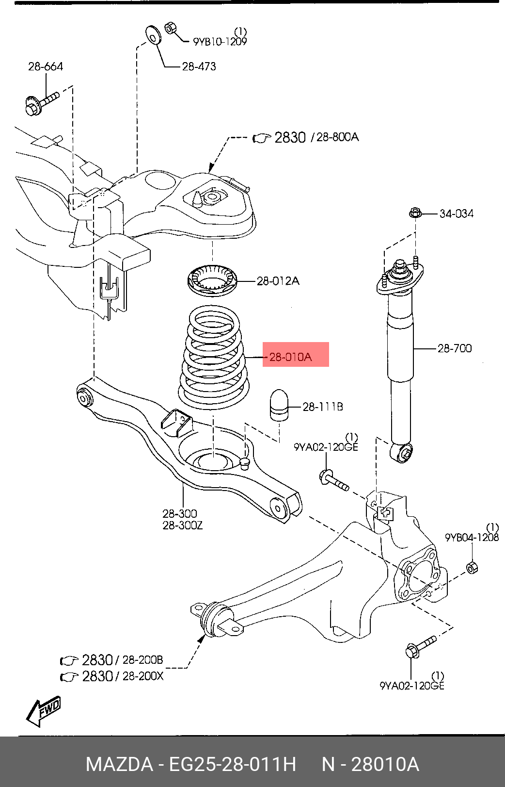 ПРУЖИНА ПОДВЕСКИ MAZDA EG2528011H