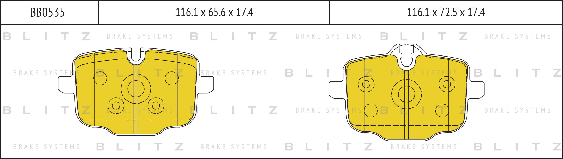 Колодки тормозные задние дисковые BLITZ BB0535