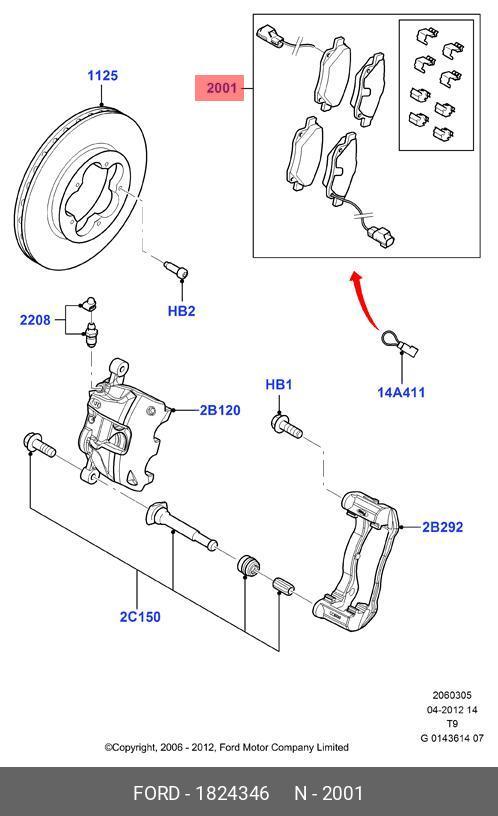 Колодки тормозные (комплект) FORD 1824346