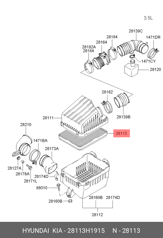 Фильтр воздушный HYUNDAI-KIA 28113H1915