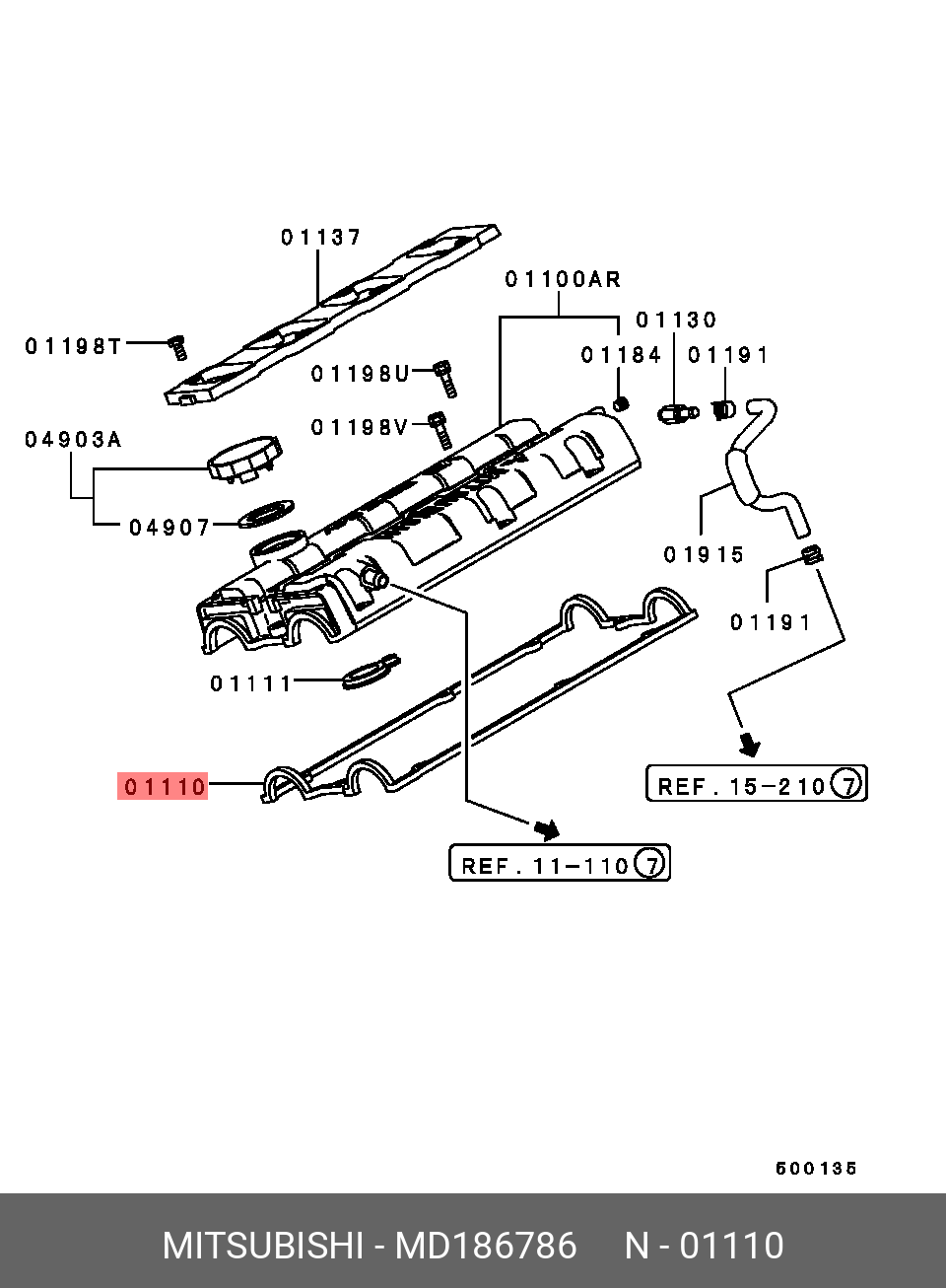 Прокладка Клапанной Крышки Mitsubishi Pajero 93-97 35 MITSUBISHI арт MITSUBISHI MD186786