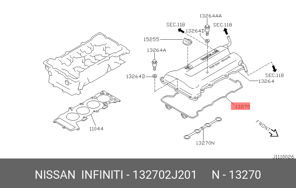 Прокладка клапанной крышки K132702J201 132702J201 132702J200 JC031 NISSAN 132702J201