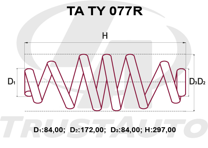 Пружина подвески усиленная (TA) TA TY 077R TRUSTAUTO TATY077R