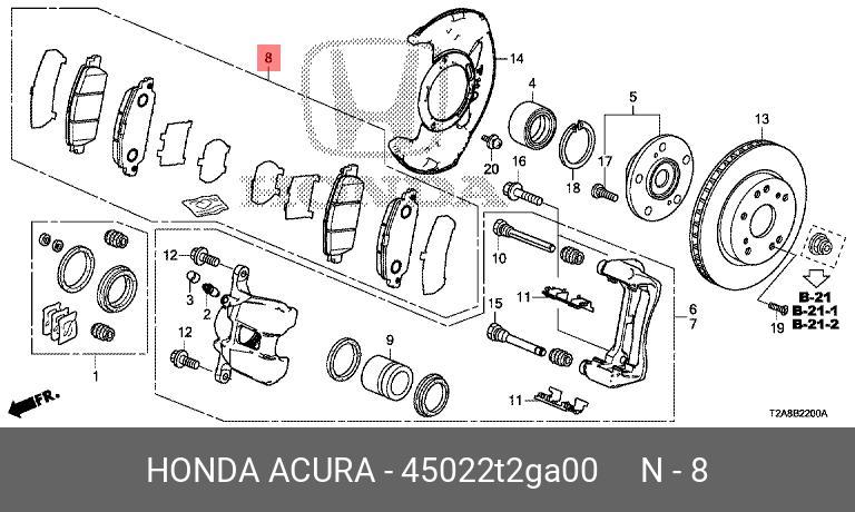 Колодки дисковые HONDA accord - L / L FRONT HONDA 45022T2GA00