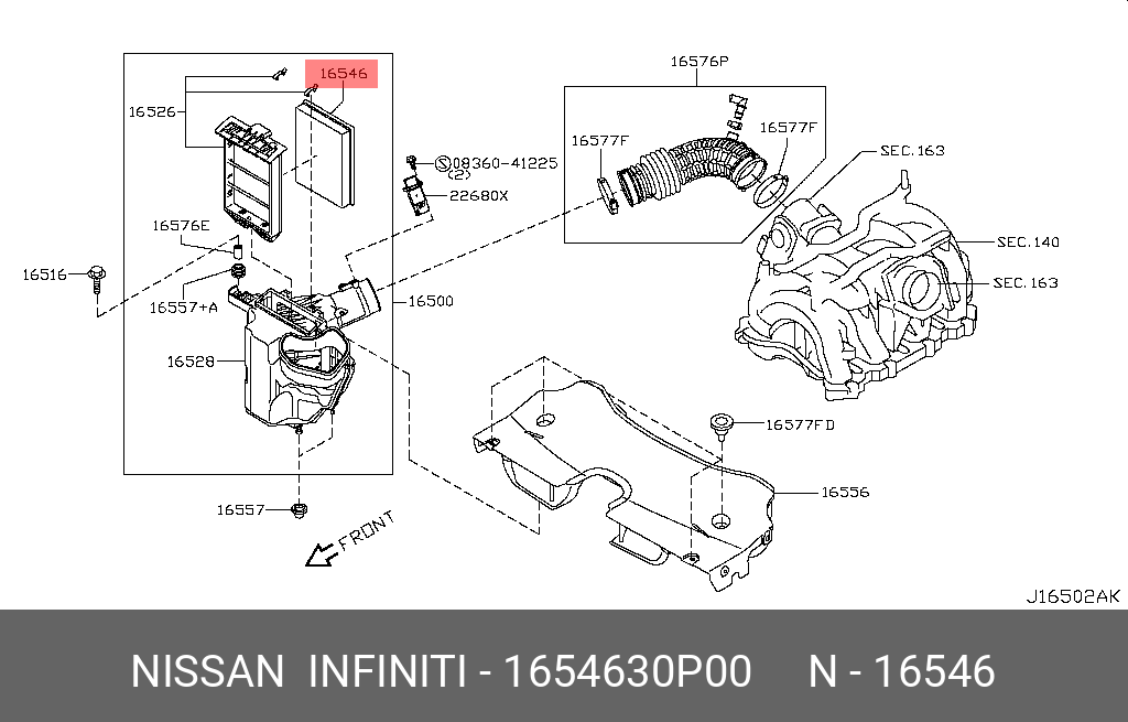 Фильтр воздушный NISSAN 1654630P00