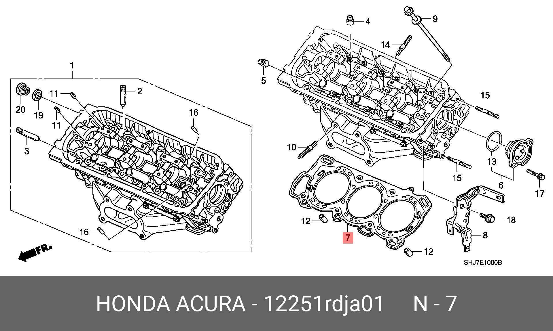 Прокладка головки блока цилиндров HONDA 12251RDJA01