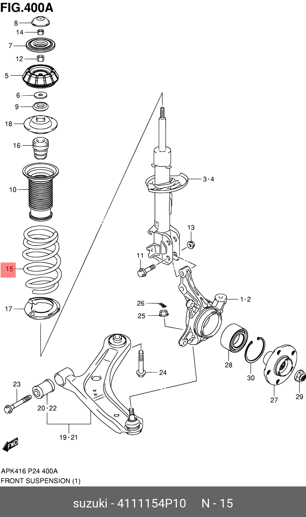 ПPУЖИHA ПOДBECKИ SUZUKI 4111154P10