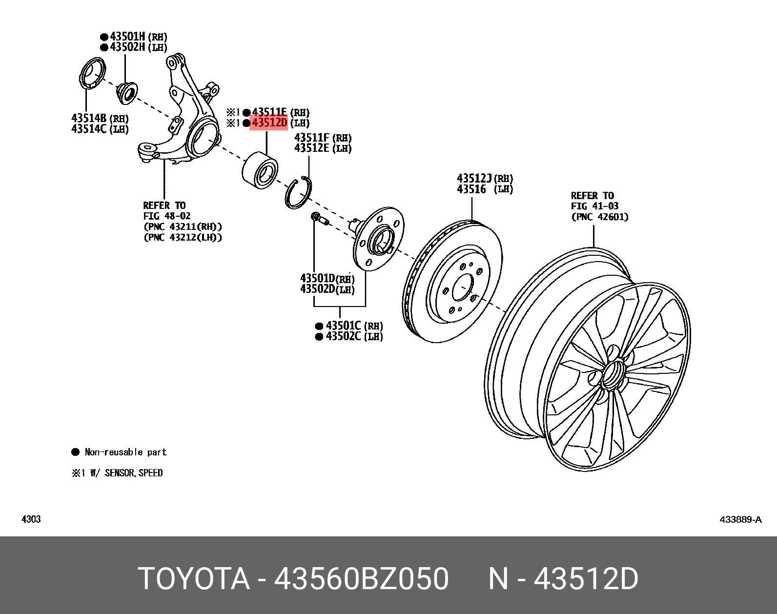 Подшипник ступицы TOYOTA 43560BZ050