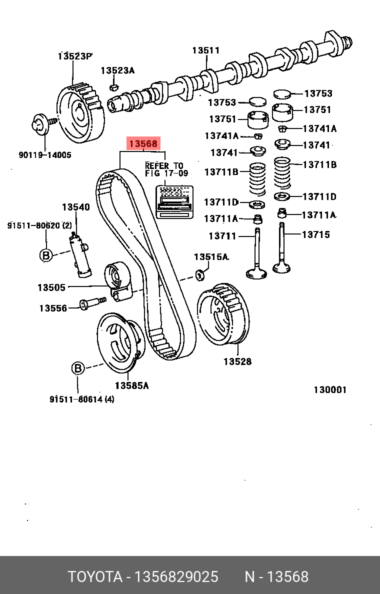 Ремень ГРМ [ORG] TOYOTA 1356829025