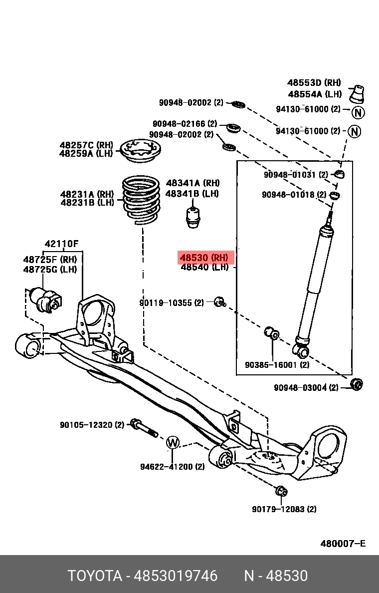 СТОЙКА ЗАДНЯЯ ПРАВАЯ TOYOTA 4853019746