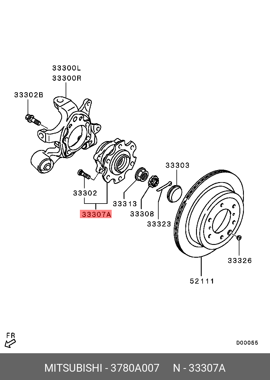 СТУПИЦА ЗАДНЕГО КОЛЕСА В СБОРЕ MITSUBISHI 3780A007