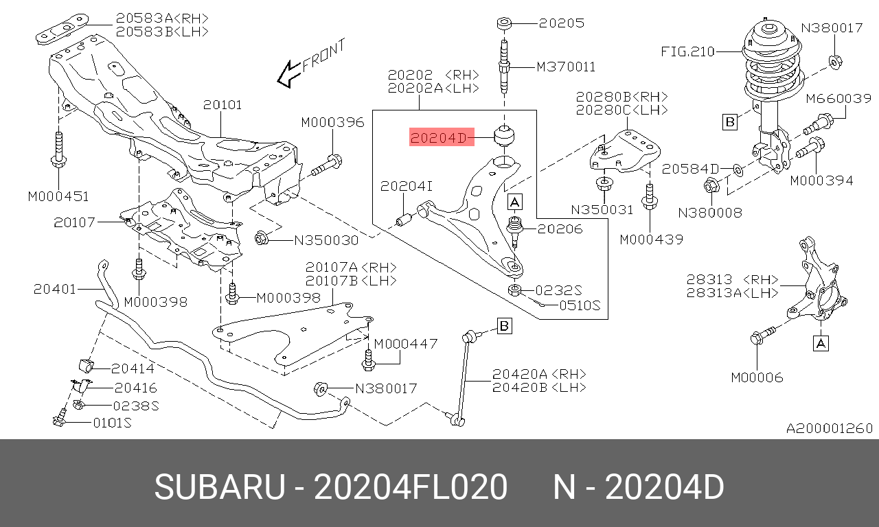 САЙЛЕНТБЛОК РЫЧАГА SUBARU 20204FL020