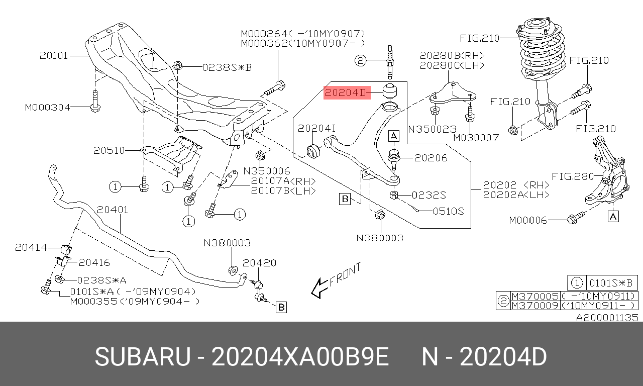 САЙЛЕНТБЛОК ЗАДНИЙ ПЕРЕДНЕГО РЫЧАГА SUBARU 20204XA00B9E