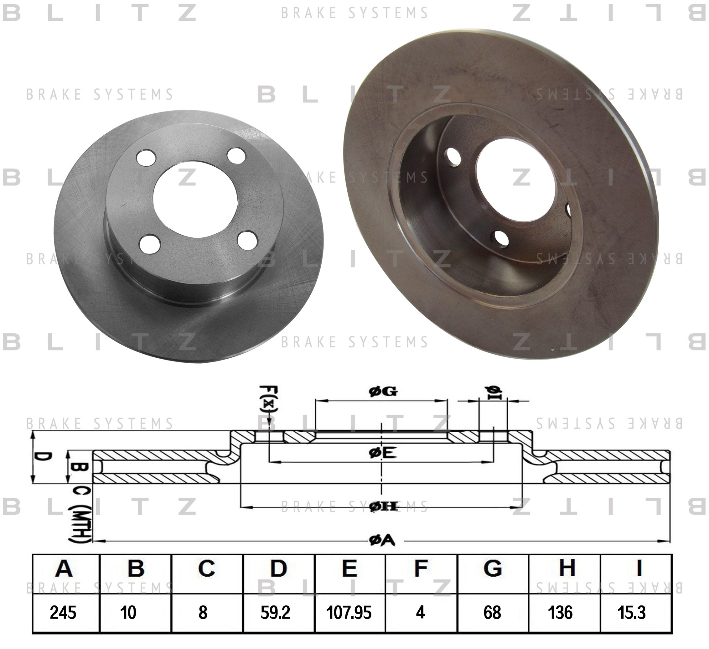 Диск тормозной задний BLITZ BS0102