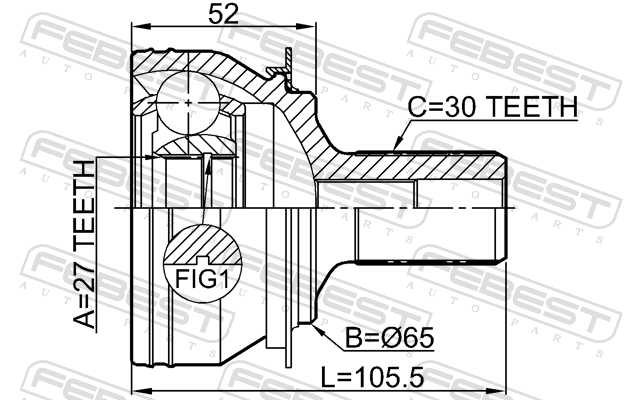 ШРУС НАРУЖНЫЙ 27X65X30 FEBEST 1610246