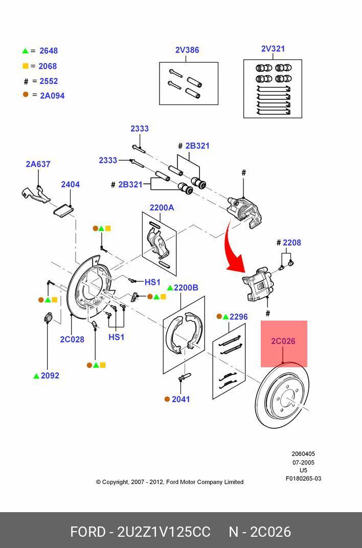 ROTOR REAR BRAKES MOTORCRAFT FORD 2U2Z1V125CC