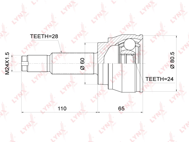 Шрус Наружный LYNXauto арт CO3762 LYNXAUTO CO3762