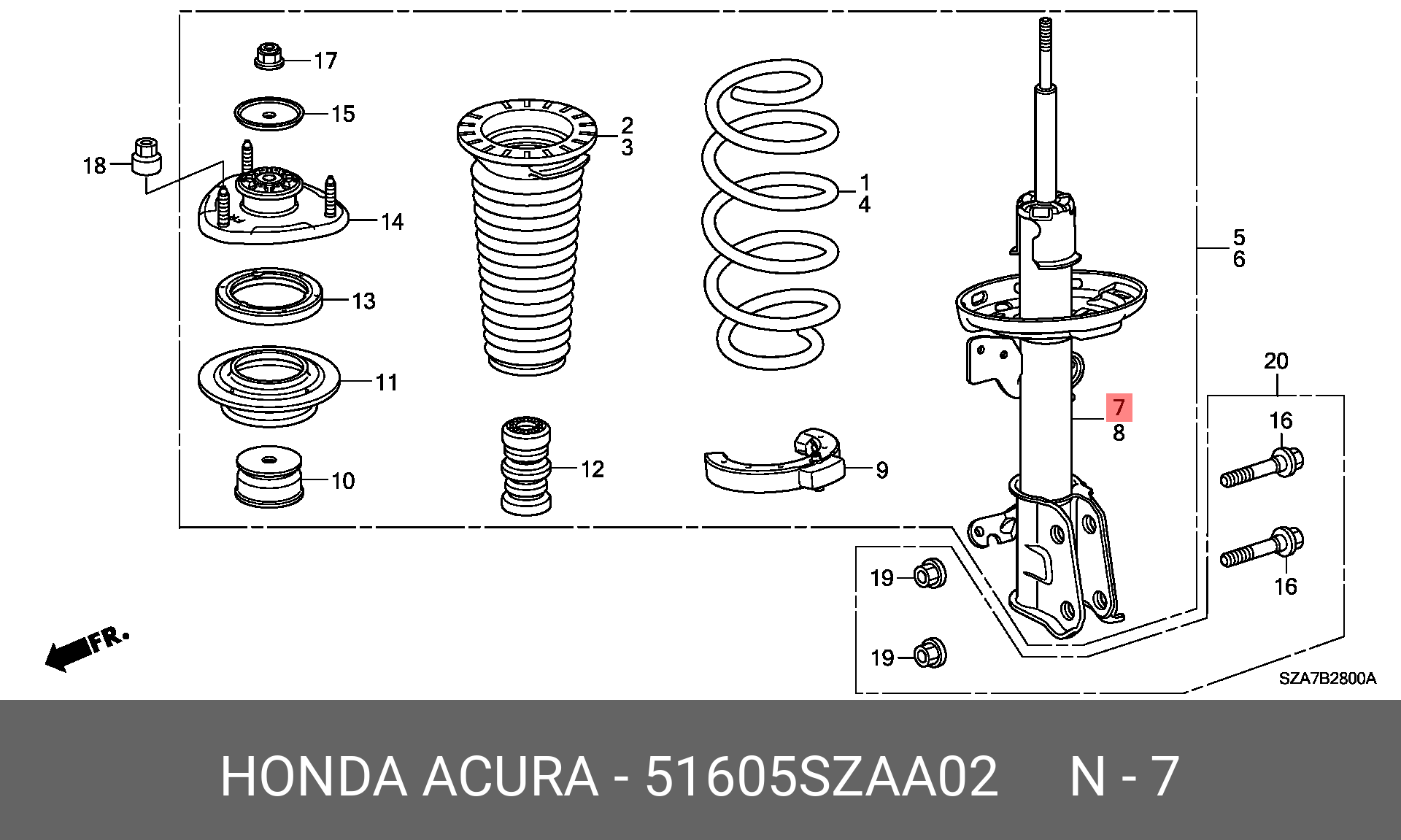 АМОРТИЗАТОР ПЕРЕДНИЙ HONDA 51605SZAA02