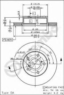 Тормозной диск BREMBO 09687710