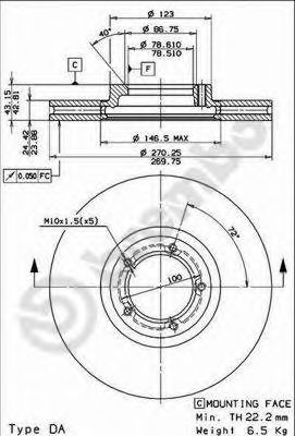 Тормозной диск BREMBO 09695910