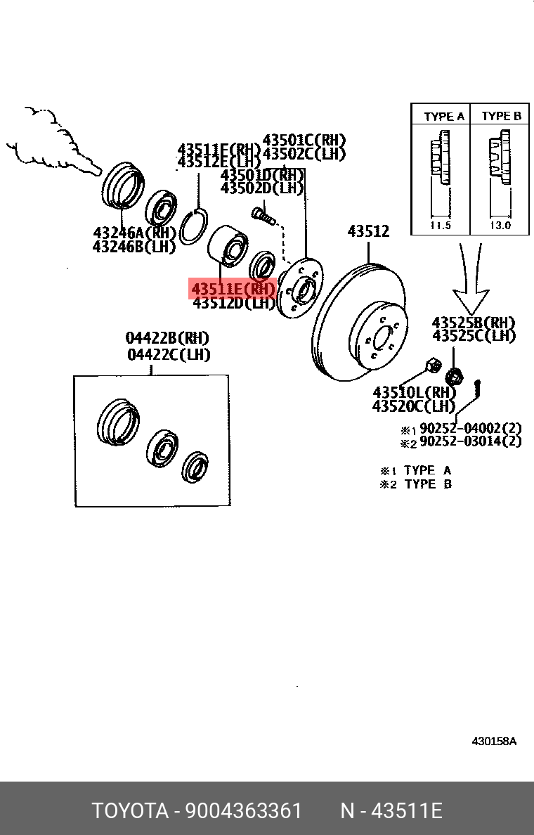Комплект подшипников колеса DAIHATSU 9004363361