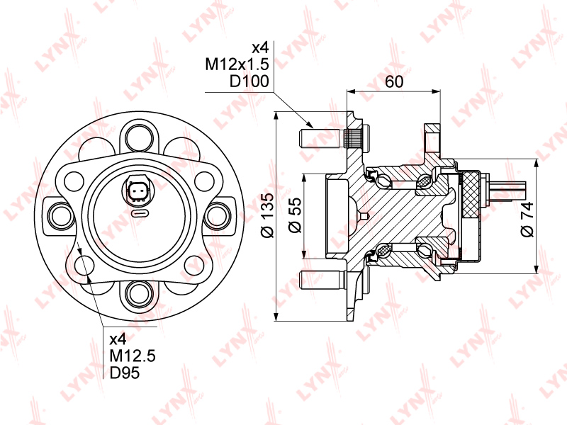 Ступица Задн В Сборе [С Abs] Toyota Yaris(P9_/13_) 10-18 06-  LYN LYNXAUTO WH1106