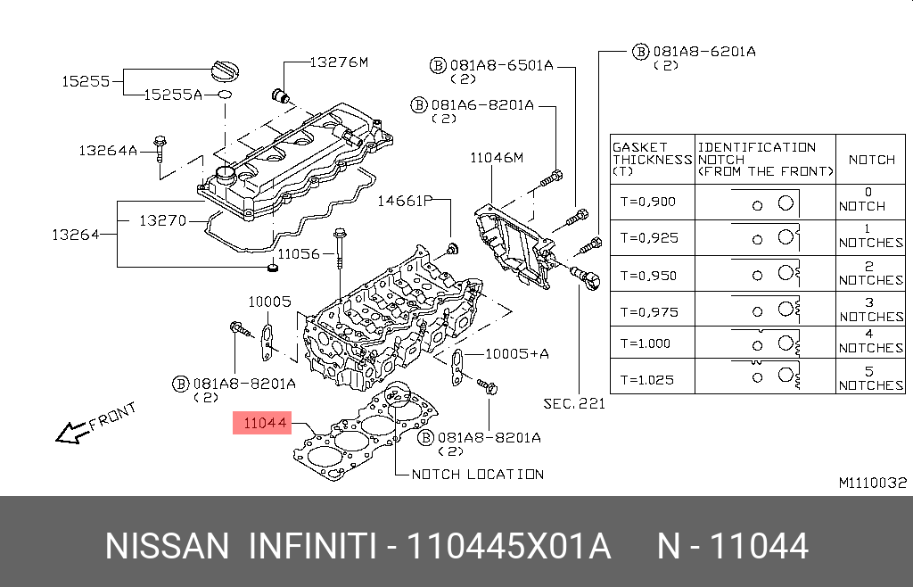 Прокладка ГБЦ NISSAN 110445X01A