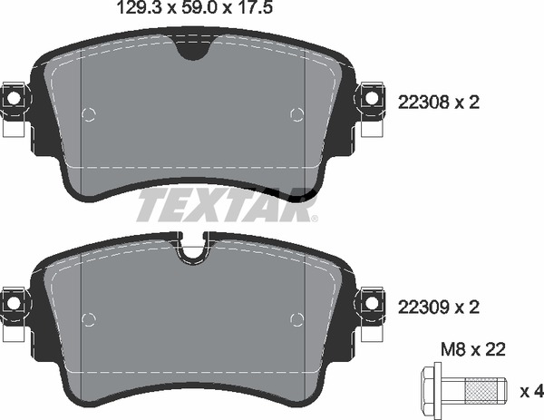 Колодки задAUDI A4 (8W2 B9) 05/15= TEXTAR 2230801